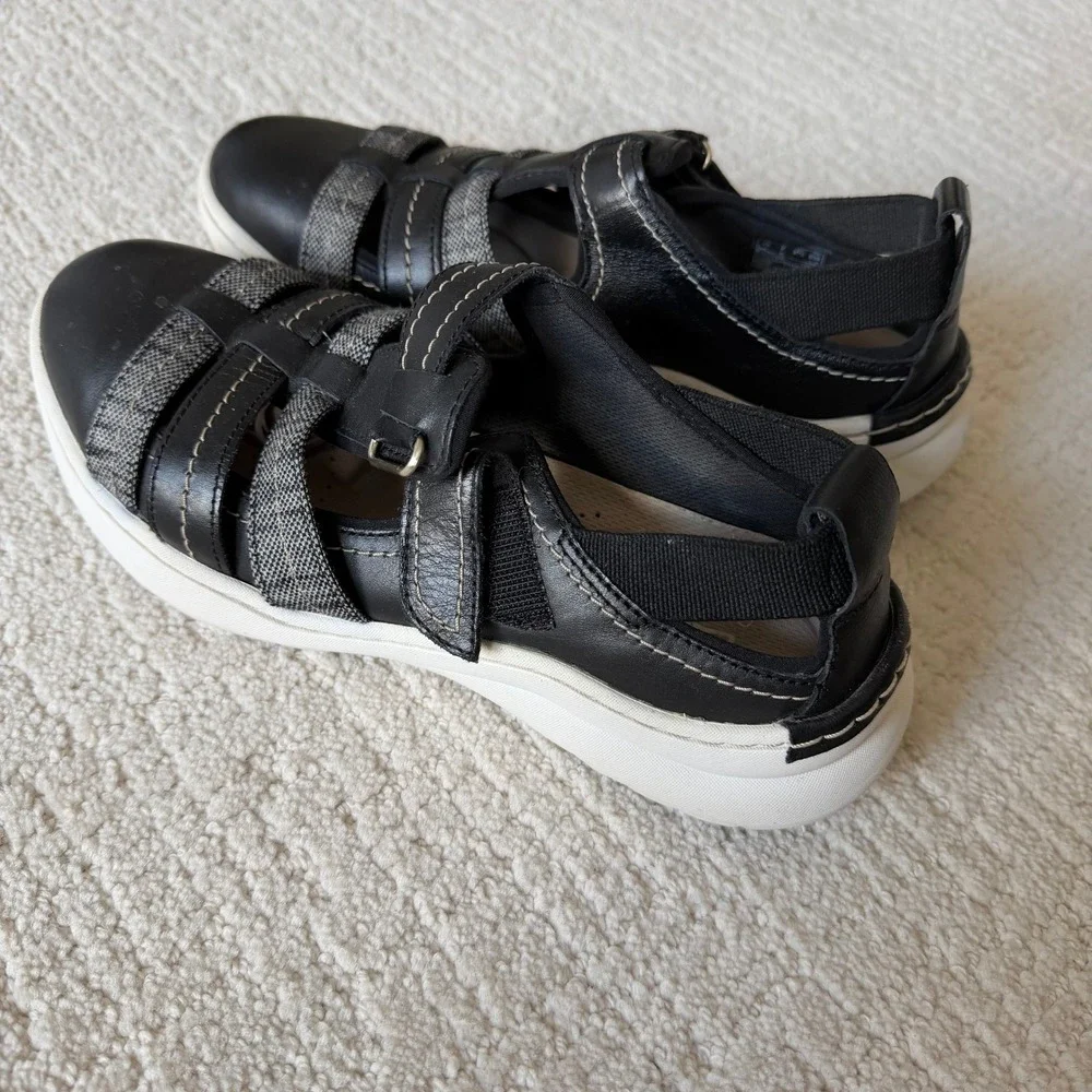 Clarks‎ Ultimate Comfort Black Leather Fisherman Sandals Sneakers Women 7 M